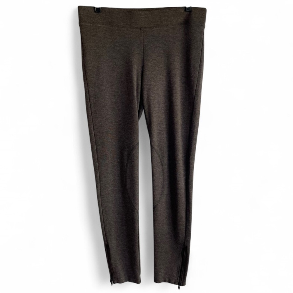 CAbi #999 Ponte Knit Heather Brown Zip Ankle Pants Size M